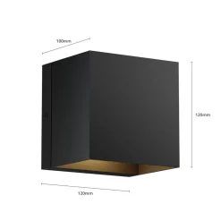 Lindby Væglamper > udendørs LED-væglampe Glyn, sort, metal, 12 cm, IP44