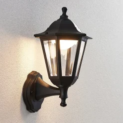 Lindby Terrassebelysning|Væglamper > udendørs LED-væglampe Iavo, sort, lygte, 38 cm