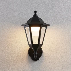 Lindby Terrassebelysning|Væglamper > udendørs LED-væglampe Iavo, sort, lygte, 38 cm