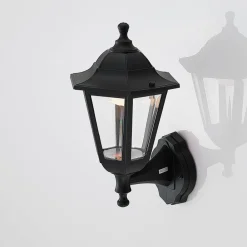 Lindby Terrassebelysning|Væglamper > udendørs LED-væglampe Iavo, sort, lygte, 38 cm