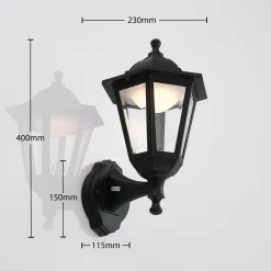 Lindby Terrassebelysning|Væglamper > udendørs LED-væglampe Iavo, sort, lygte, 38 cm