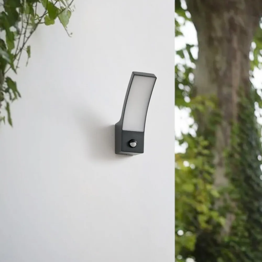 Væglampe Med Sensor|Terrassebelysning ^ Lindby udendørs LED-væglampe Ilvita, sensor, antracit, IP54