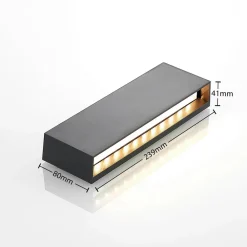 Lindby Terrassebelysning|Væglamper > udendørs LED-væglampe Jarte, 24 cm, ned, grå, IP65