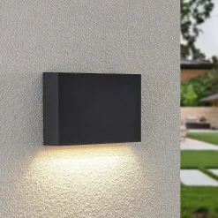 Lindby Terrassebelysning|Væglamper > udendørs LED-væglampe Jarte, 20 cm, ned, grå, IP65