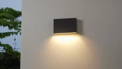 Lindby Terrassebelysning|Væglamper > udendørs LED-væglampe Jarte, 20 cm, ned, grå, IP65