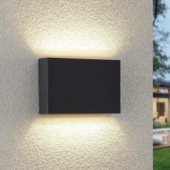 Terrassebelysning|Væglamper ^ Lindby udendørs LED-væglampe Jarte, 20 cm, op/ned, grå, IP65