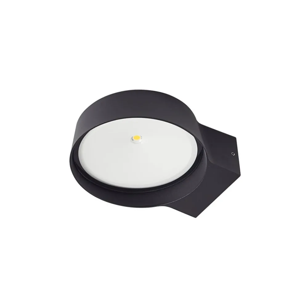 Terrassebelysning ^ Lindby udendørs LED-væglampe Jesiba, antracit, aluminium, Ø 16cm