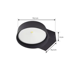Terrassebelysning ^ Lindby udendørs LED-væglampe Jesiba, antracit, aluminium, Ø 16cm