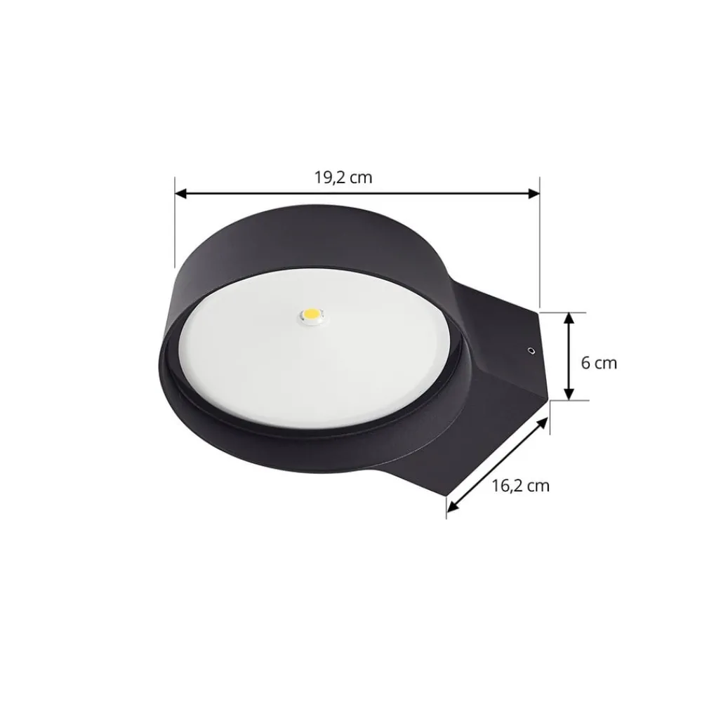 Terrassebelysning ^ Lindby udendørs LED-væglampe Jesiba, antracit, aluminium, Ø 16cm