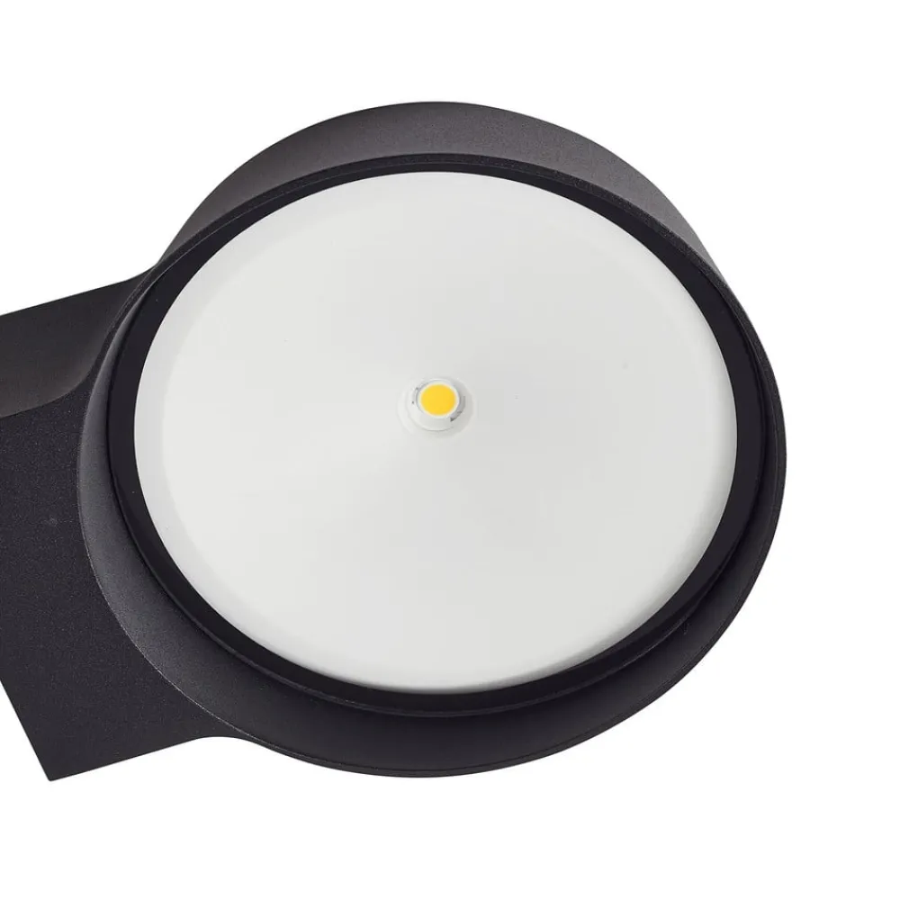 Terrassebelysning ^ Lindby udendørs LED-væglampe Jesiba, antracit, aluminium, Ø 16cm