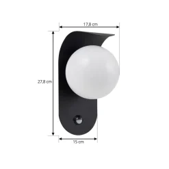 Væglampe Med Sensor|Terrassebelysning ^ Lindby udendørs LED-væglampe Lacie, sensor, sort/hvid, aluminium