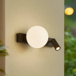Lindby Væglampe Med Sensor|Terrassebelysning > udendørs LED-væglampe Larcie, 35 cm, 2 lyskilder, aluminium, sensor