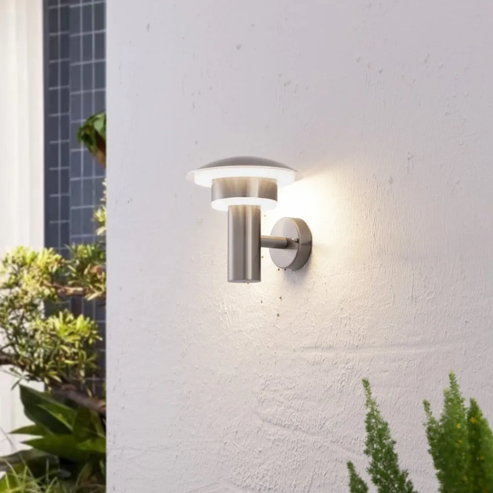 Lindby Terrassebelysning|Væglamper > udendørs LED-væglampe Lillie, højde 19 cm, stål