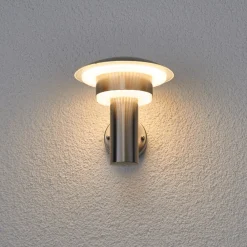 Lindby Terrassebelysning|Væglamper > udendørs LED-væglampe Lillie, højde 19 cm, stål