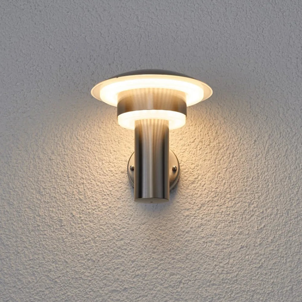Lindby Terrassebelysning|Væglamper > udendørs LED-væglampe Lillie, højde 19 cm, stål