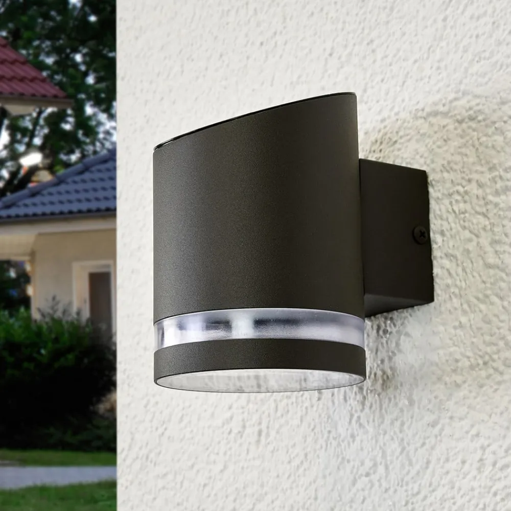 Solcellelamper|Terrassebelysning ^ Lindby udendørs LED-væglampe Melinda, 9 cm, stål
