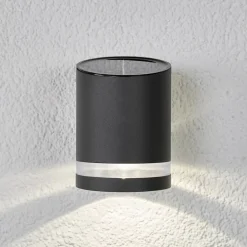 Solcellelamper|Terrassebelysning ^ Lindby udendørs LED-væglampe Melinda, 9 cm, stål