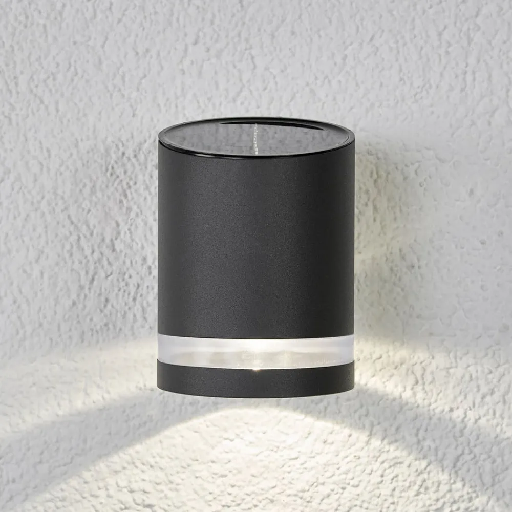 Solcellelamper|Terrassebelysning ^ Lindby udendørs LED-væglampe Melinda, 9 cm, stål