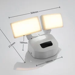 Væglampe Med Sensor|Terrassebelysning ^ Lindby udendørs LED-væglampe Nikias, 30 cm, sensor, 2 lyskilder, hvid