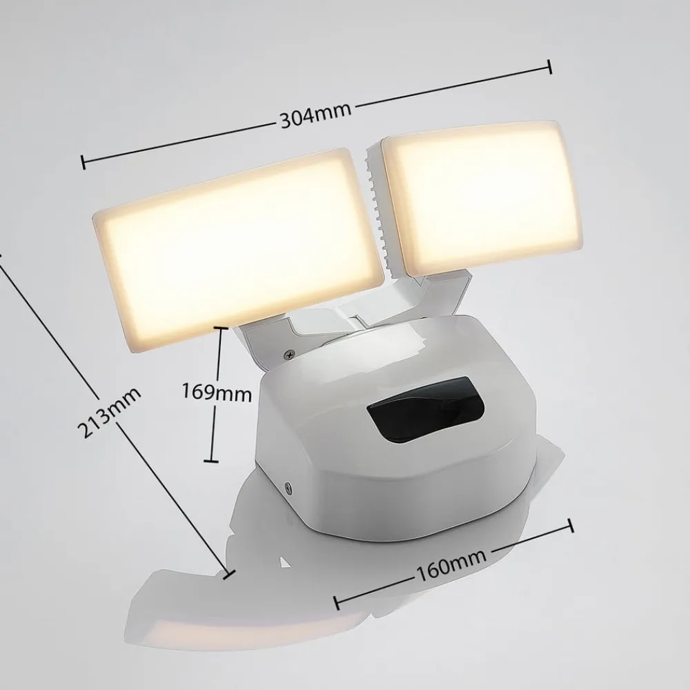 Væglampe Med Sensor|Terrassebelysning ^ Lindby udendørs LED-væglampe Nikias, 30 cm, sensor, 2 lyskilder, hvid