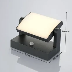Lindby Væglampe Med Sensor|Terrassebelysning > udendørs LED-væglampe Sherin, antracit, sensor, IP54