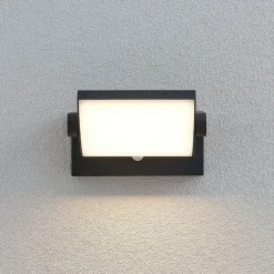 Lindby Væglampe Med Sensor|Terrassebelysning > udendørs LED-væglampe Sherin, antracit, sensor, IP54