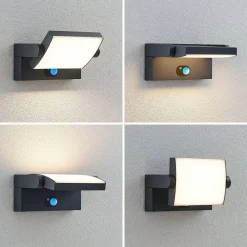 Solcelle Lampe Med Sensor|Væglampe Med Sensor ^ Lindby udendørs LED-væglampe Sherin, antracit, sensor
