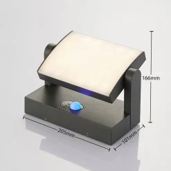 Solcelle Lampe Med Sensor|Væglampe Med Sensor ^ Lindby udendørs LED-væglampe Sherin, antracit, sensor