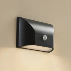 Lindby Terrassebelysning|Væglamper > udendørs LED-væglampe Siana, sort, pc, sensor