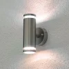 Lindby Terrassebelysning|Væglamper > udendørs LED-væglampe Tiberius, stål, op/ned, IP44