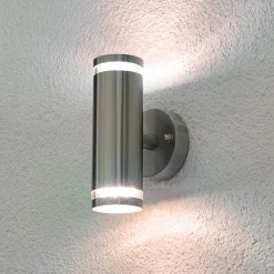 Lindby Terrassebelysning|Væglamper > udendørs LED-væglampe Tiberius, stål, op/ned, IP44