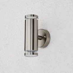 Lindby Terrassebelysning|Væglamper > udendørs LED-væglampe Tiberius, stål, op/ned, IP44
