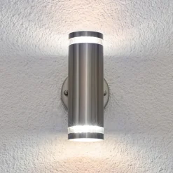 Lindby Terrassebelysning|Væglamper > udendørs LED-væglampe Tiberius, stål, op/ned, IP44