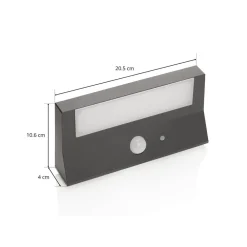 Lindby Solcelle Lampe Med Sensor|Væglampe Med Sensor > udendørs LED-væglampe til udendørs vægmontering Maresia, sensor, antracit