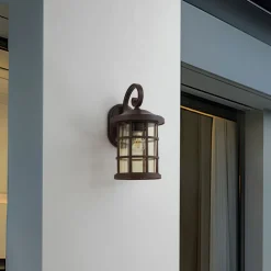 Lindby Terrassebelysning|Væglamper > udendørs væglampe Ankea, rust/amber, 37 cm, IP23, E27