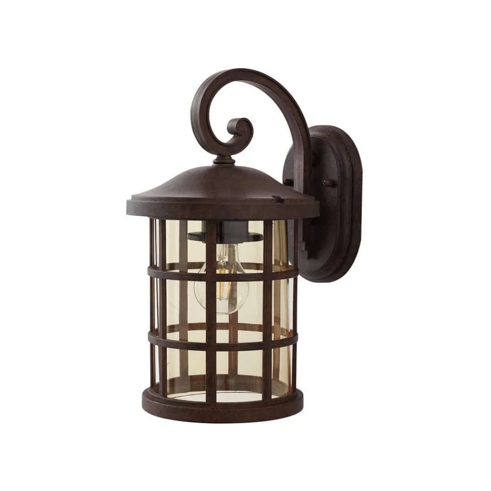 Lindby Terrassebelysning|Væglamper > udendørs væglampe Ankea, rust/amber, 37 cm, IP23, E27