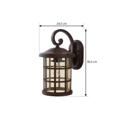 Lindby Terrassebelysning|Væglamper > udendørs væglampe Ankea, rust/amber, 37 cm, IP23, E27