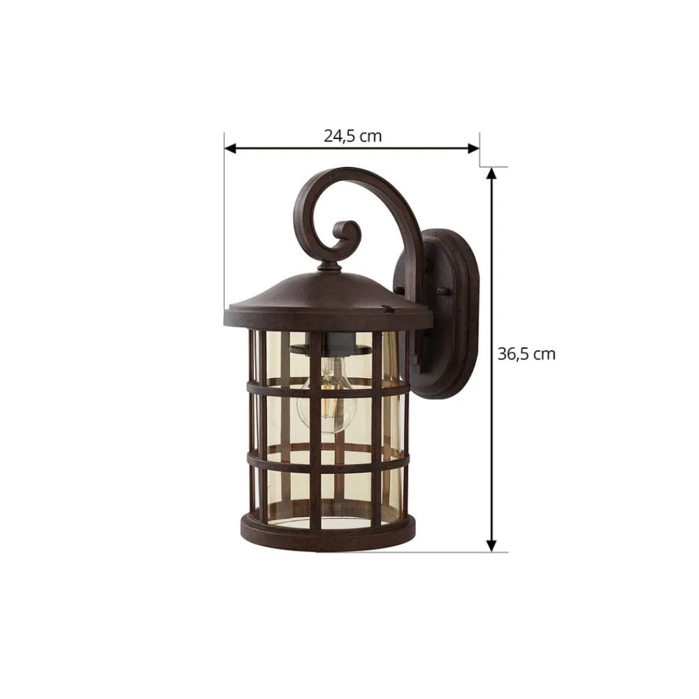 Lindby Terrassebelysning|Væglamper > udendørs væglampe Ankea, rust/amber, 37 cm, IP23, E27