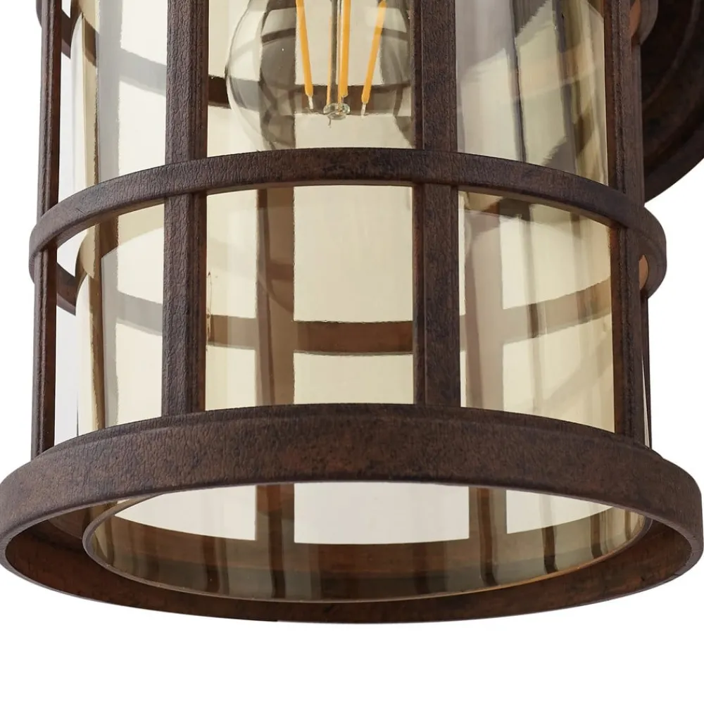 Lindby Terrassebelysning|Væglamper > udendørs væglampe Ankea, rust/amber, 37 cm, IP23, E27