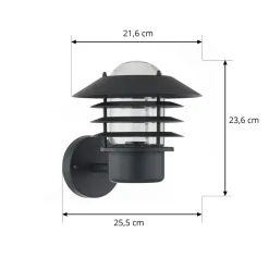 Lindby Væglamper > udendørs væglampe Belmiro, jern, 23,5 cm, E27, sort