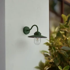 Væglamper ^ Lindby udendørs væglampe Bilma, grøn, glas, 29 cm høj