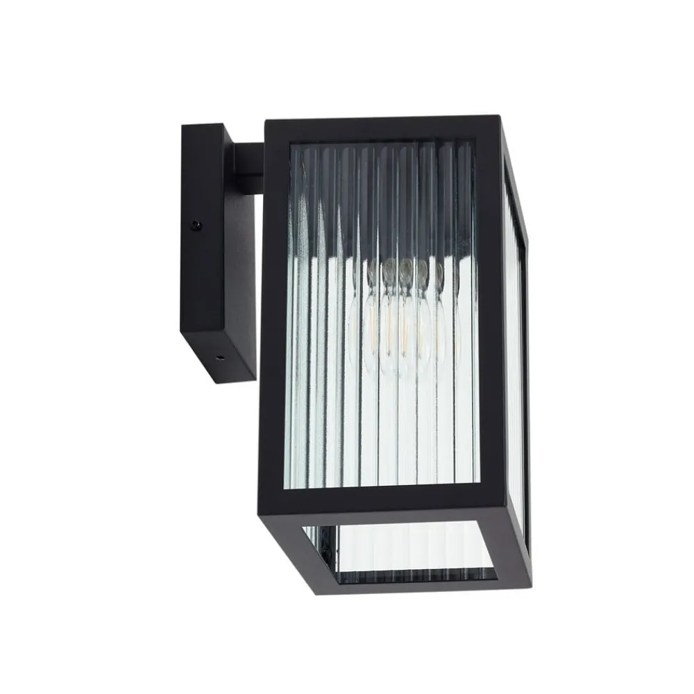 Lindby Terrassebelysning|Væglamper > udendørs væglampe Bolgar, sort, metal, glas, 15 cm