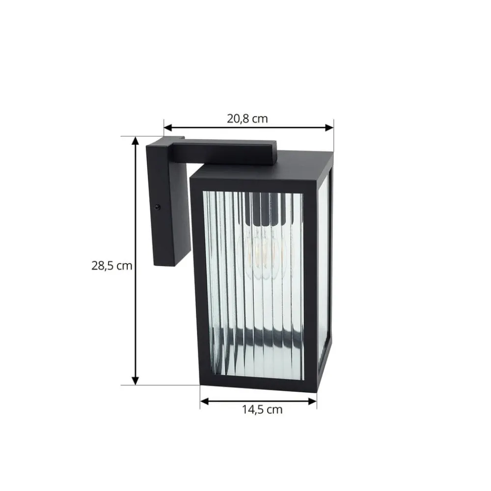 Lindby Terrassebelysning|Væglamper > udendørs væglampe Bolgar, sort, metal, glas, 15 cm