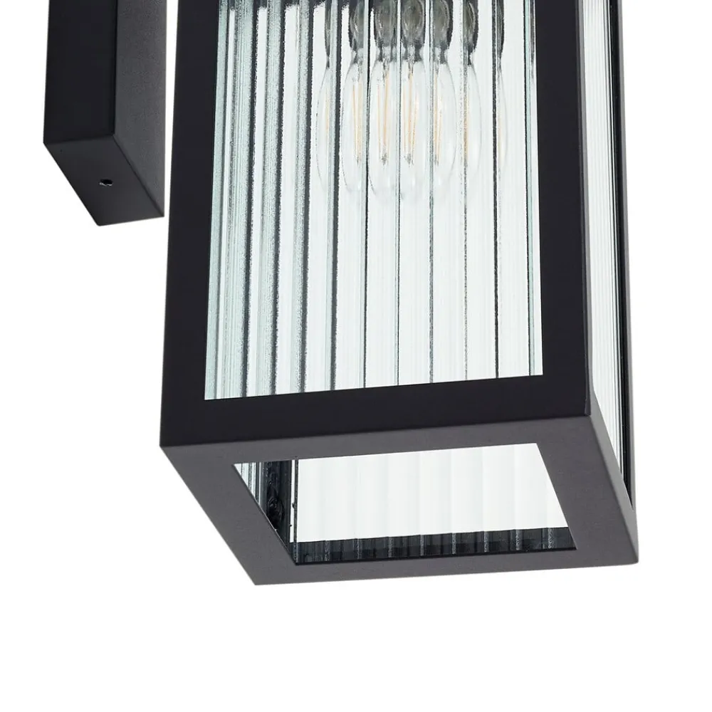 Lindby Terrassebelysning|Væglamper > udendørs væglampe Bolgar, sort, metal, glas, 15 cm