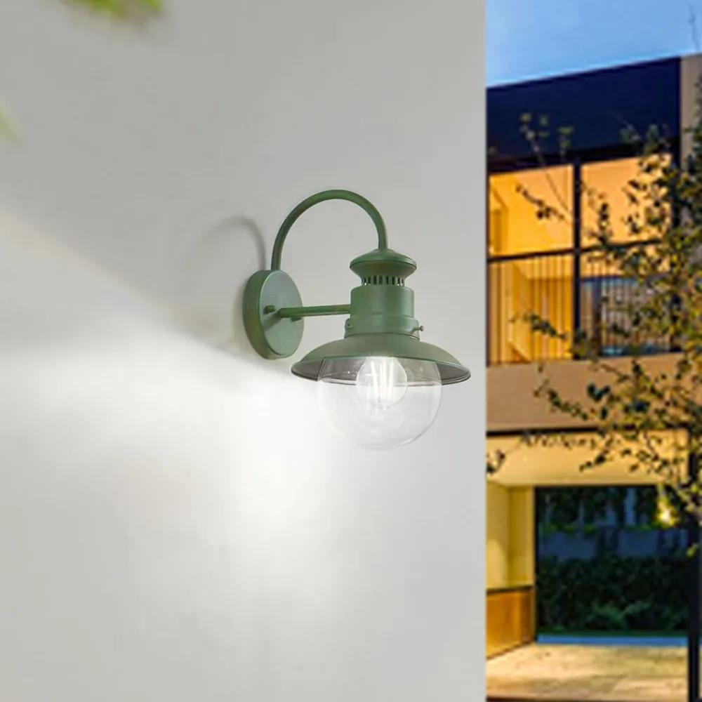 Lindby Terrassebelysning|Væglamper > udendørs væglampe Celinor, grøn, stål, Ø 15 cm
