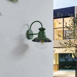 Lindby Terrassebelysning|Væglamper > udendørs væglampe Celinor, grøn, stål, Ø 15 cm