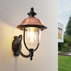 Lindby Terrassebelysning|Væglamper > udendørs væglampe Clint, kobber, op, saltvandsresistent