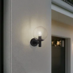 Lindby Terrassebelysning > udendørs væglampe Dangan, klar, glas, Ø 20 cm