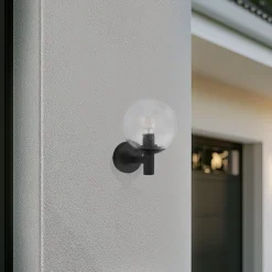 Lindby Terrassebelysning > udendørs væglampe Dangan, klar, glas, Ø 20 cm
