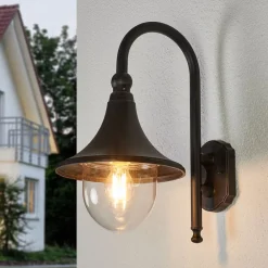 Lindby Terrassebelysning|Væglamper > udendørs væglampe Daphne, antik sort, metal, E27